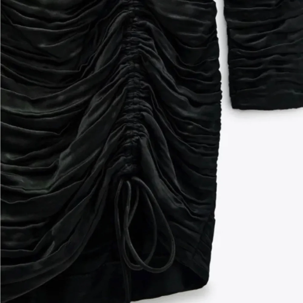 ZARA Limited Edition Satin Ruched Mini Dress - Picture 4 of 10